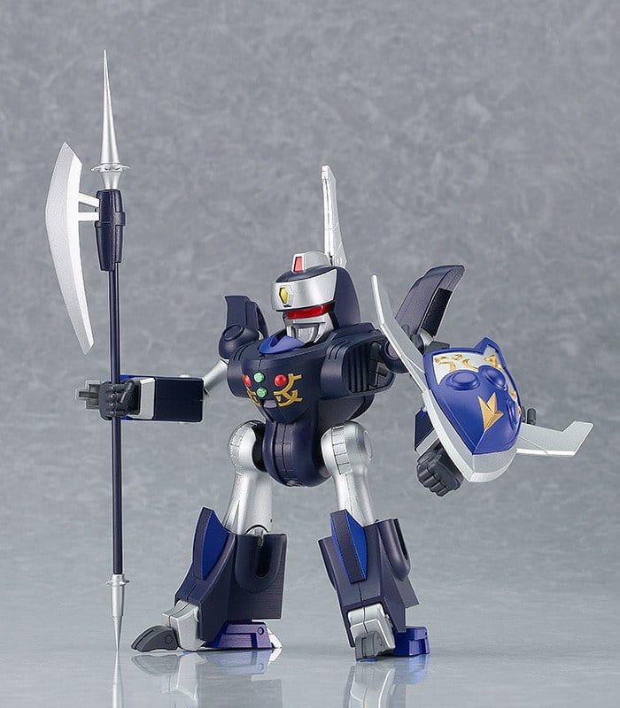 Moderoid Queen Cideron standing front view with spear and shield
