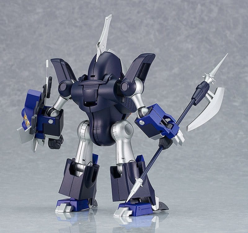 Moderoid Queen Cideron rear view showing navy armour and spear