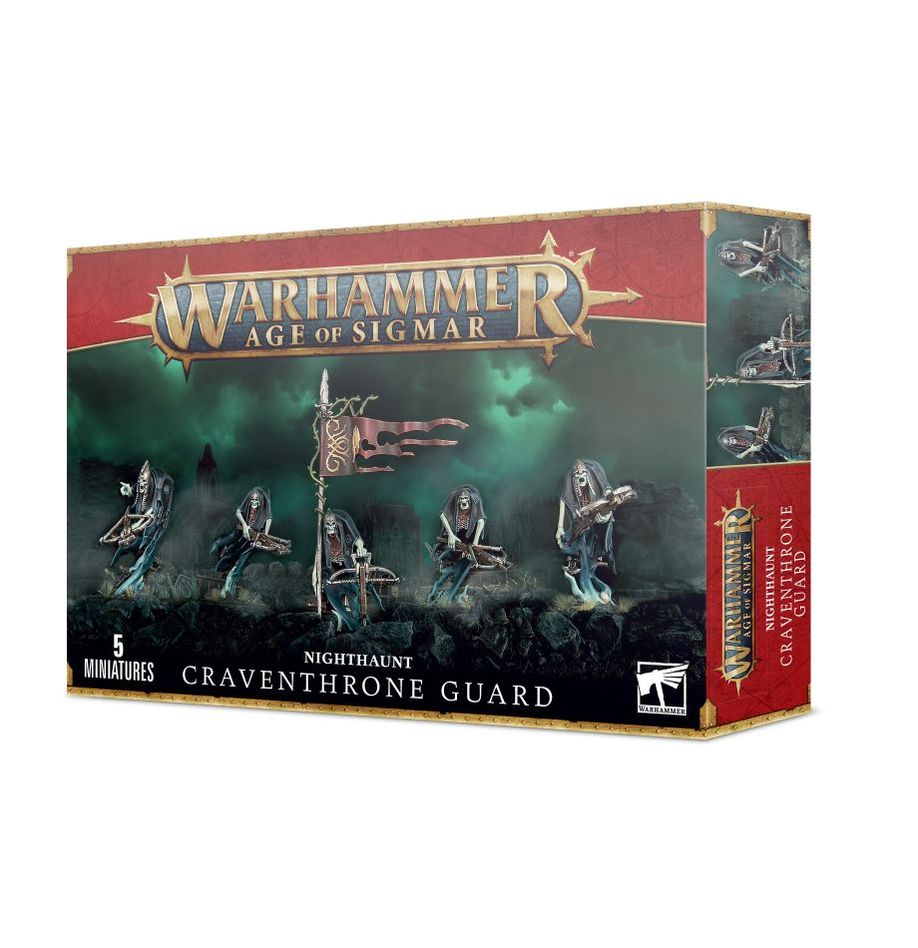 Games Workshop Age of Sigmar Nighthaunt Craventhrone Guard box front showing five spectral crossbowmen