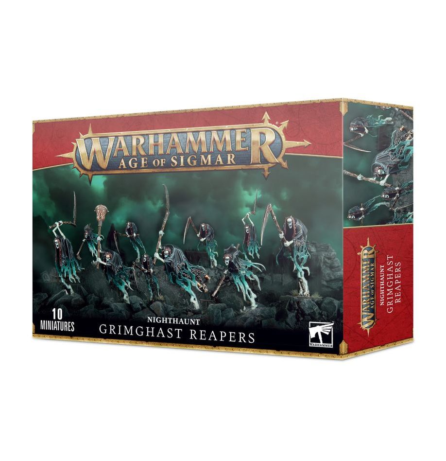 Games Workshop Age of Sigmar Nighthaunt Grimghast Reapers box front with ten spectral reapers