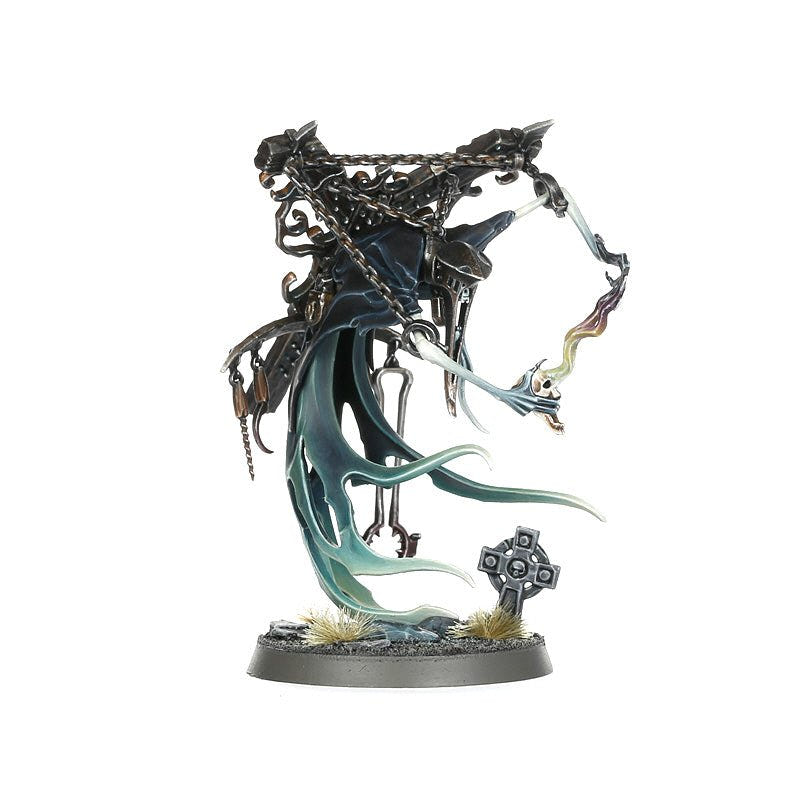 Painted Krulghast Cruciator on its 40mm round base beside a grave marker, smaller front view