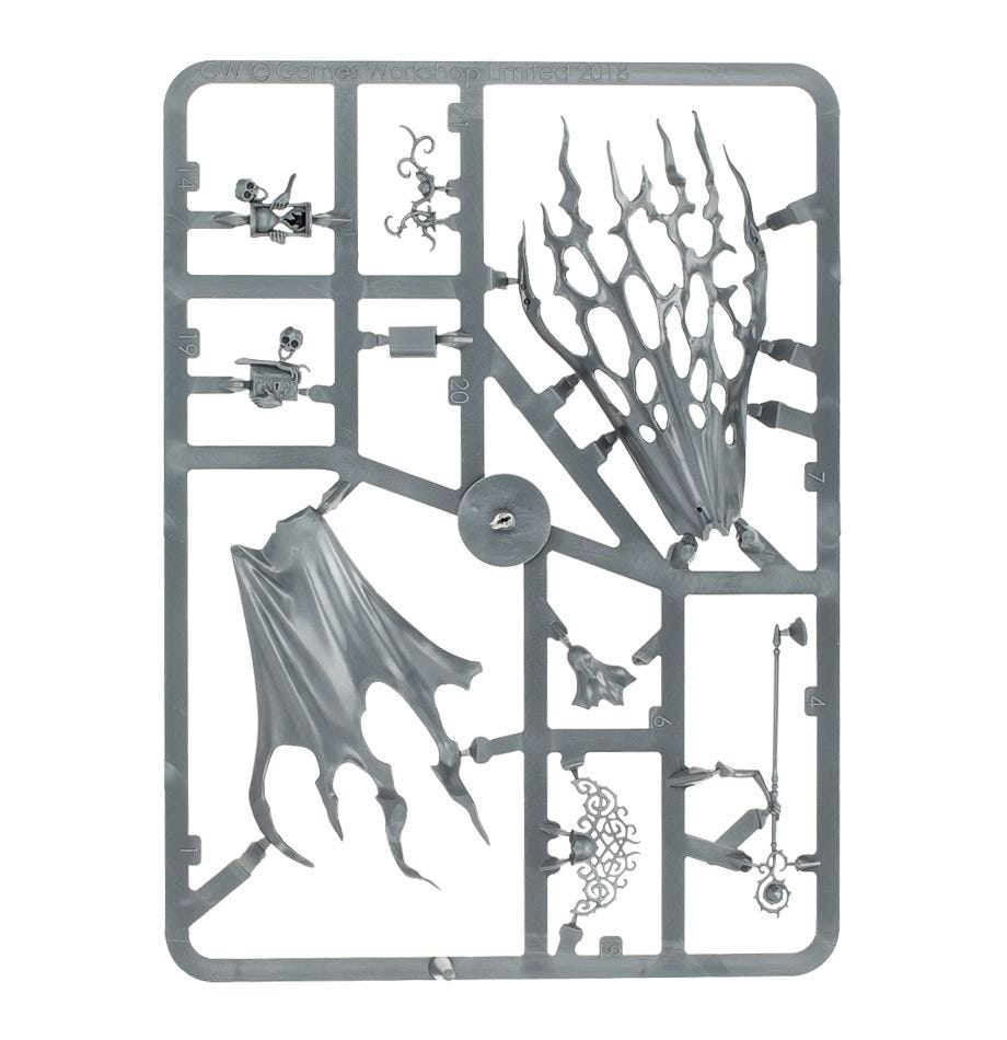 Nighthaunt Lady Olynder Mortarch of Grief unpainted plastic sprue, frame 2 of 3