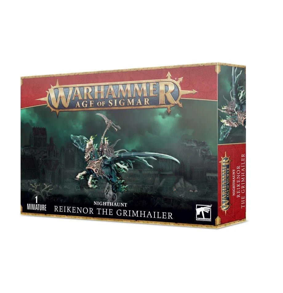 Warhammer Age of Sigmar Nighthaunt Reikenor the Grimhailer box, front view