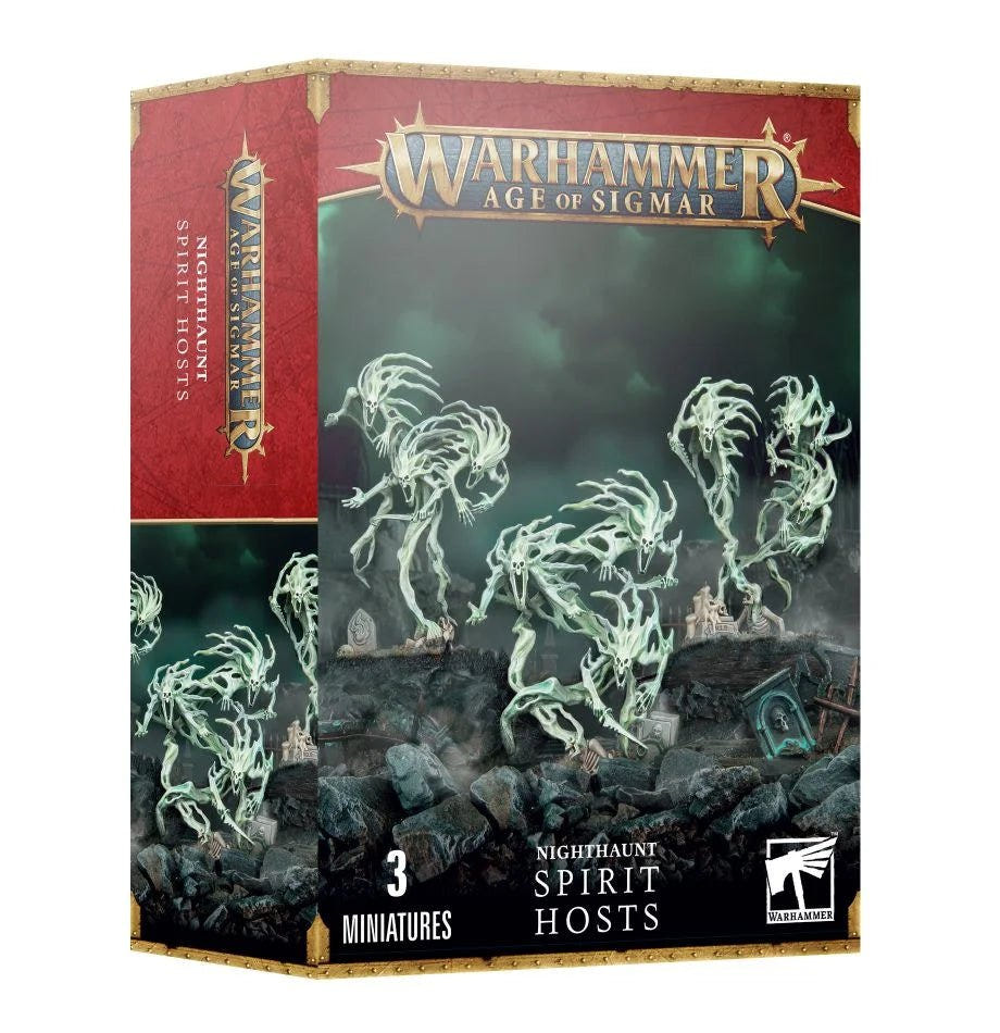 Warhammer Age of Sigmar Nighthaunt Spirit Hosts box front, three Citadel miniatures