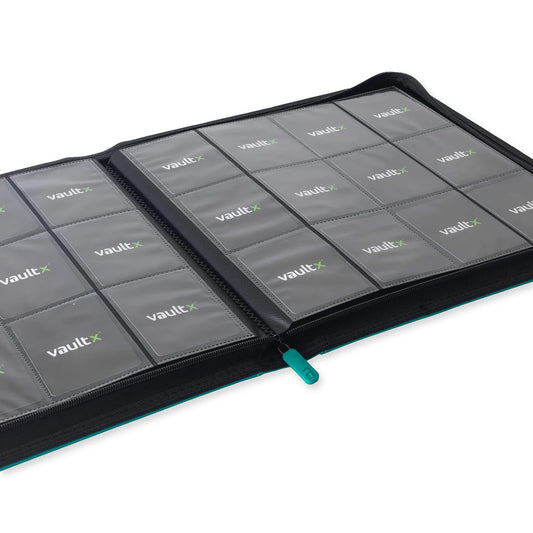 VaultX Exo-Tec Zip Binder - 12 Pocket - Ocean Blue (Teal) - Loaded Dice