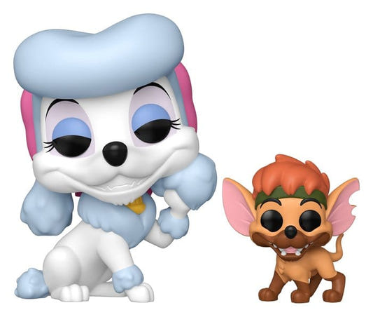 Funko POP! & Buddy Georgette the white poodle sitting beside Tito the chihuahua