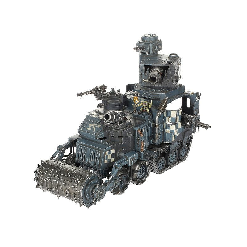 Blue-grey Ork Bonebreaka from the Battlewagon kit, angled view