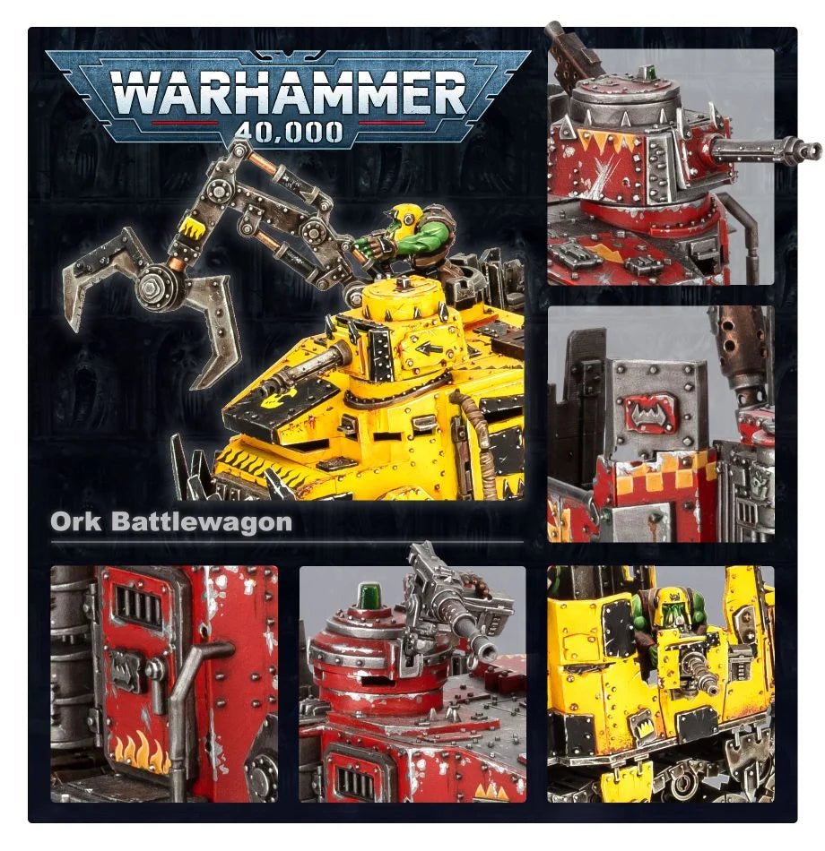 Close-ups of the painted Ork Battlewagon, klaw and crew from the Games Workshop Orks Battlewagon kit