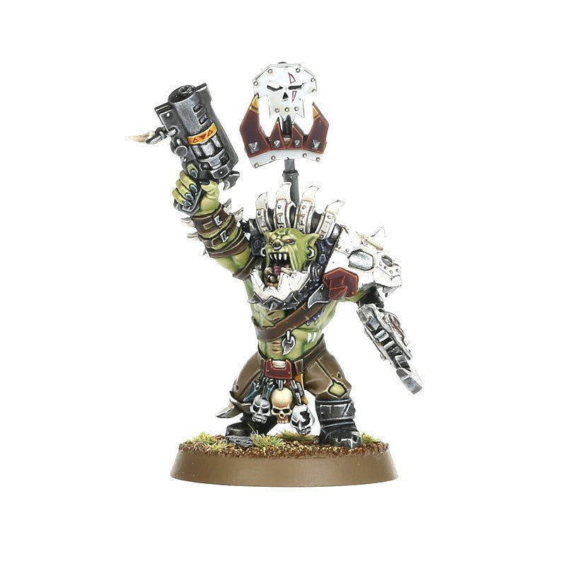 Painted Beast Snagga Nob with a power snappa and trophy rack, Orks Beast Snagga Boyz