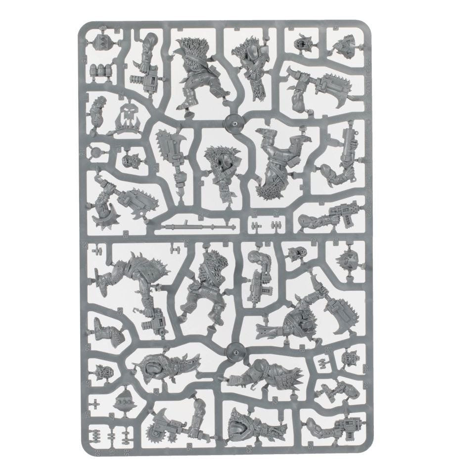 Orks Beast Snagga Boyz unpainted plastic sprue, frame 2 of 2