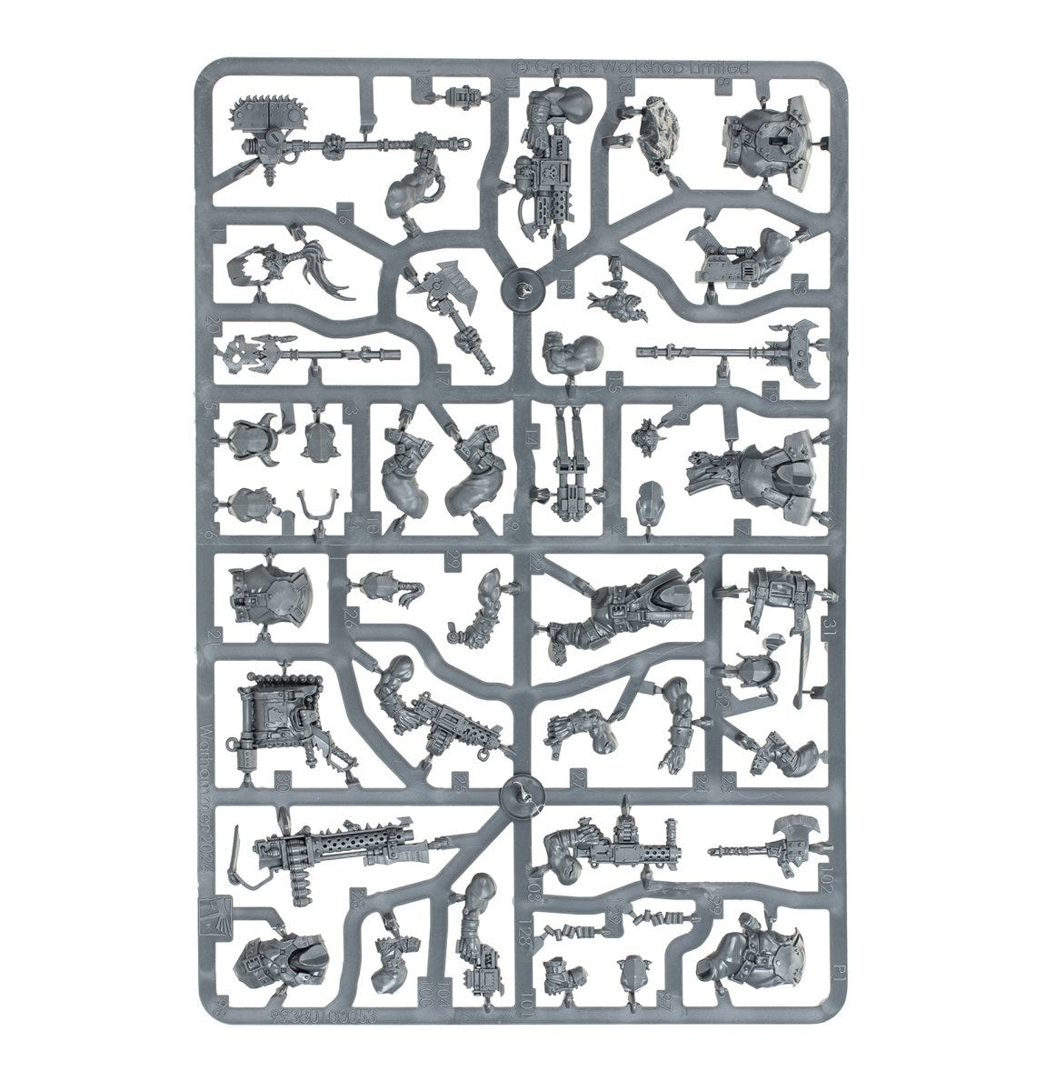 Orks Boyz unpainted plastic sprue, frame 1 of 3