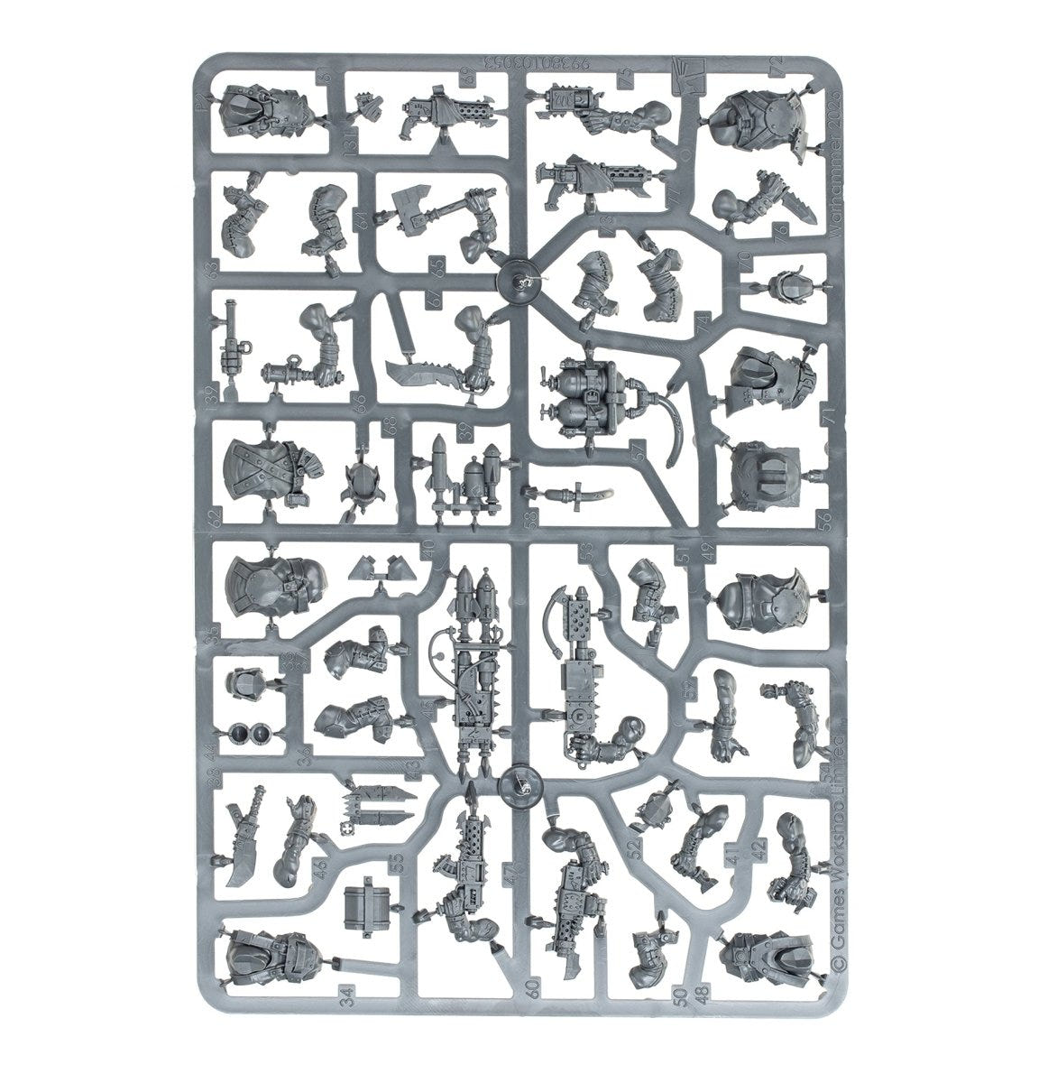 Orks Boyz unpainted plastic sprue, frame 2 of 3