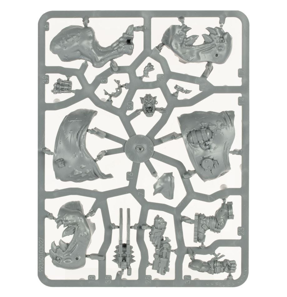 Orks Mozrog Skragbad unpainted plastic sprue, frame 3 of 3