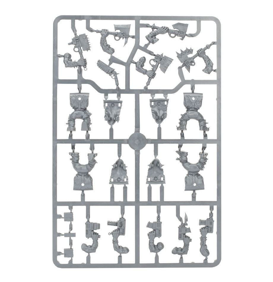 Games Workshop Orks Nobz unpainted plastic sprue, frame 2 of 3