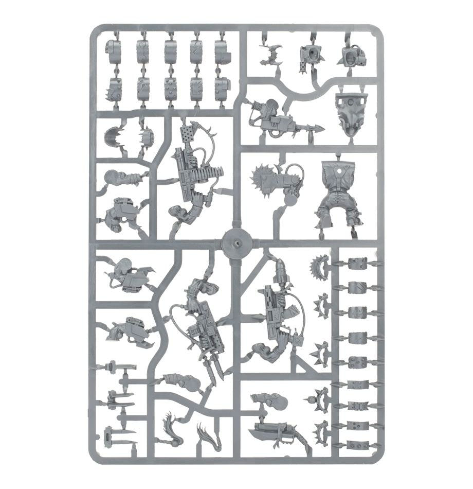 Games Workshop Orks Nobz unpainted plastic sprue, frame 1 of 3