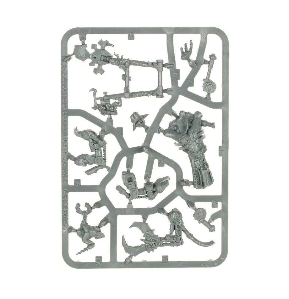 Orks Painboss unpainted plastic sprue, frame 1 of 2