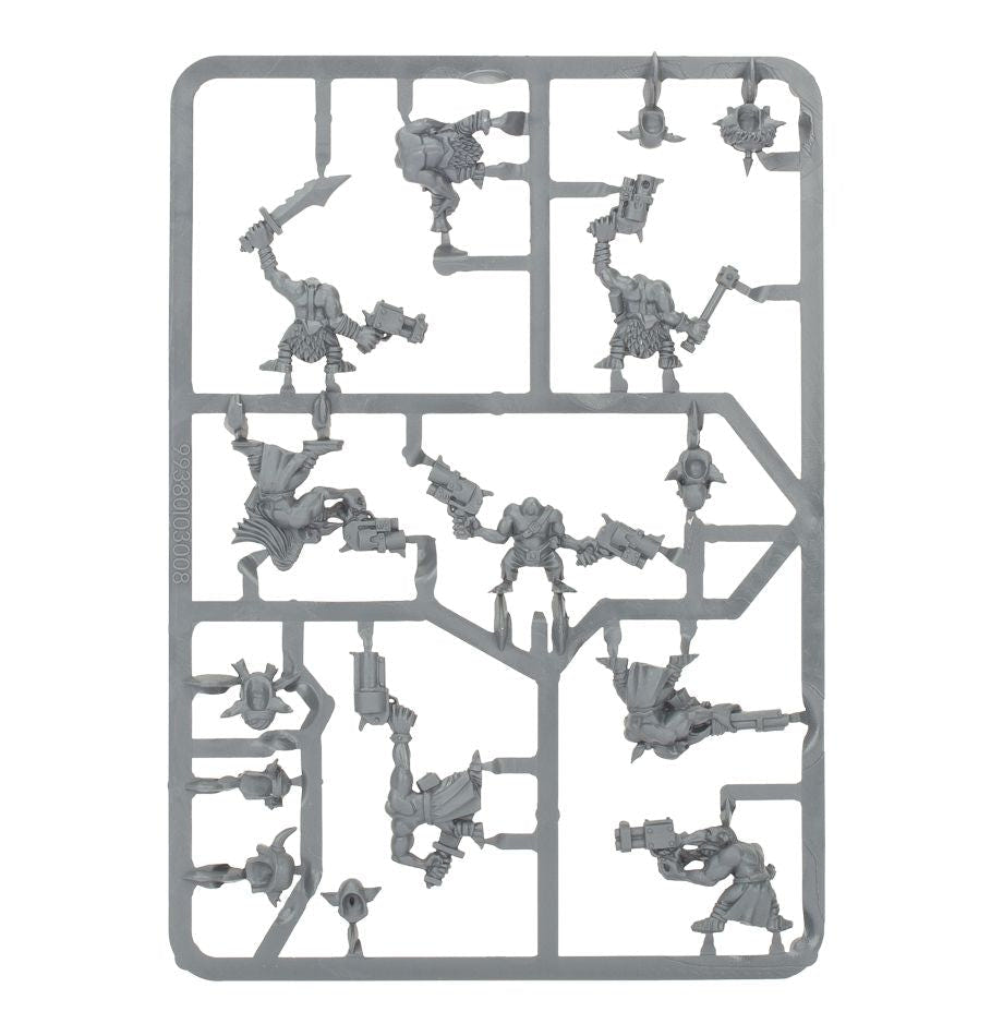 Orks Runtherd and Gretchin unpainted plastic sprue, frame 1 of 2, with Gretchin bodies