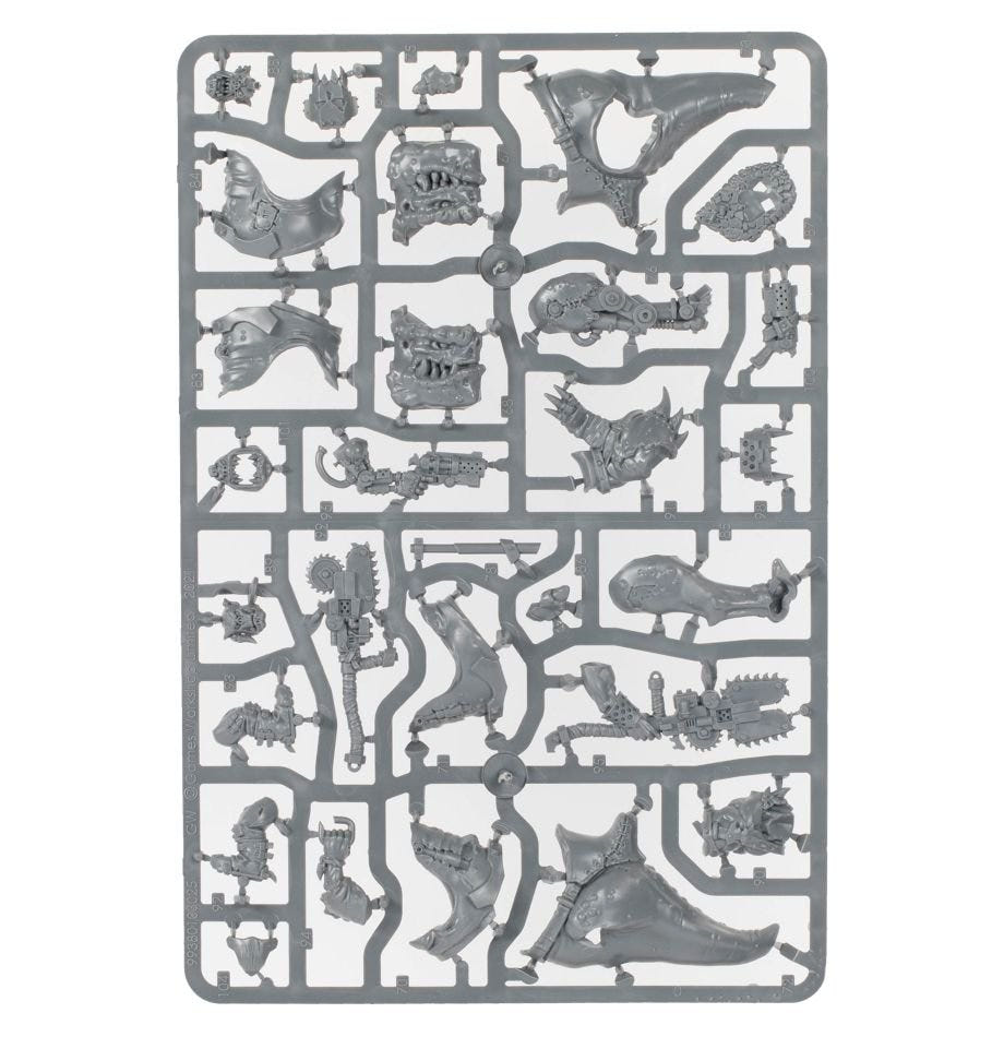 Orks Squighog Boyz unpainted plastic sprue, frame 2 of 3