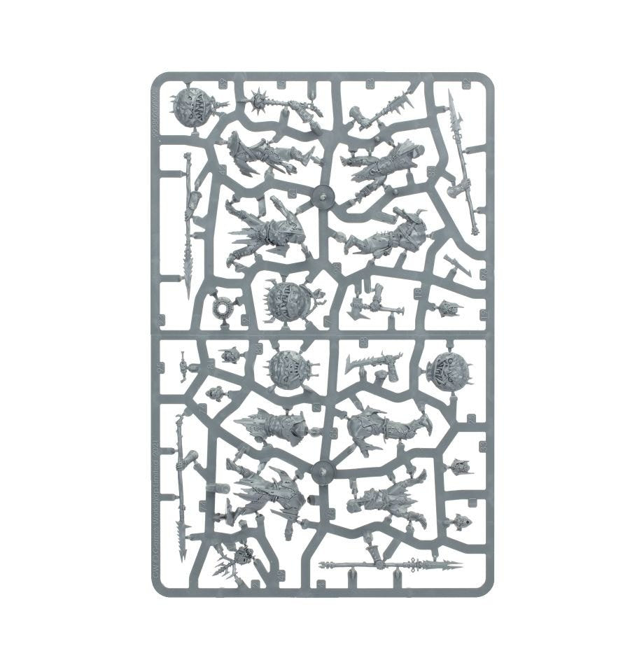 Orruk Warclans Gutrippaz unpainted plastic sprue, frame 1 of 3