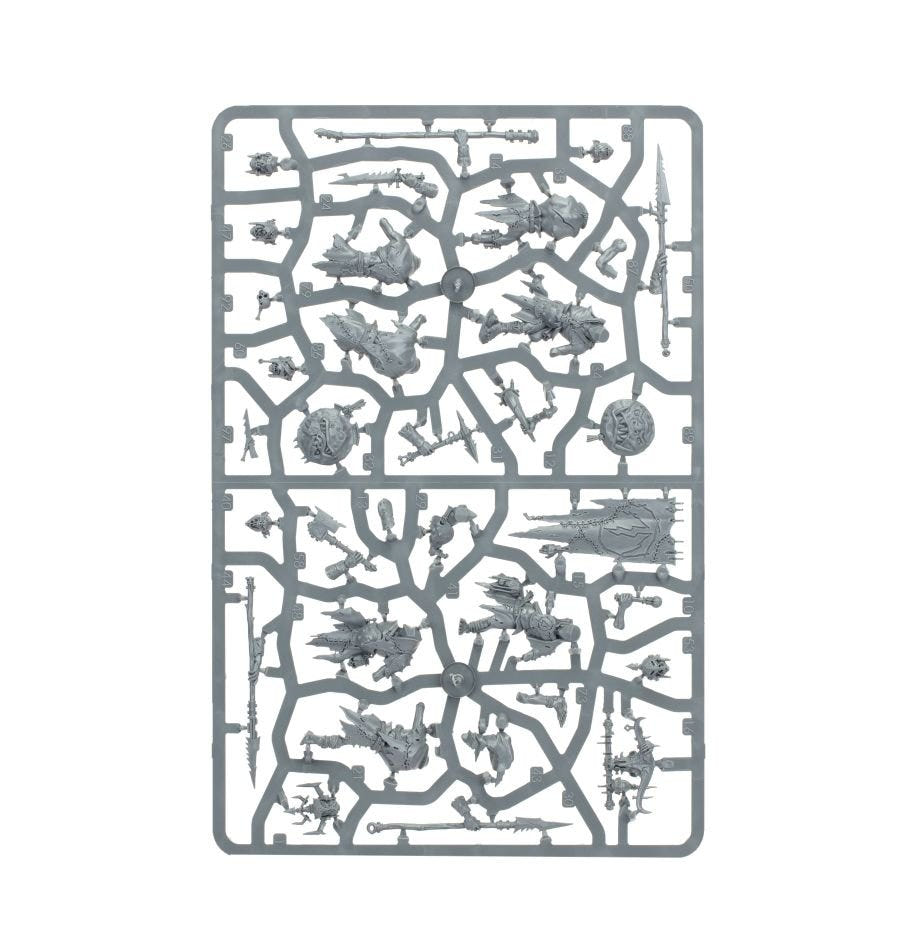 Orruk Warclans Gutrippaz unpainted plastic sprue, frame 2 of 3