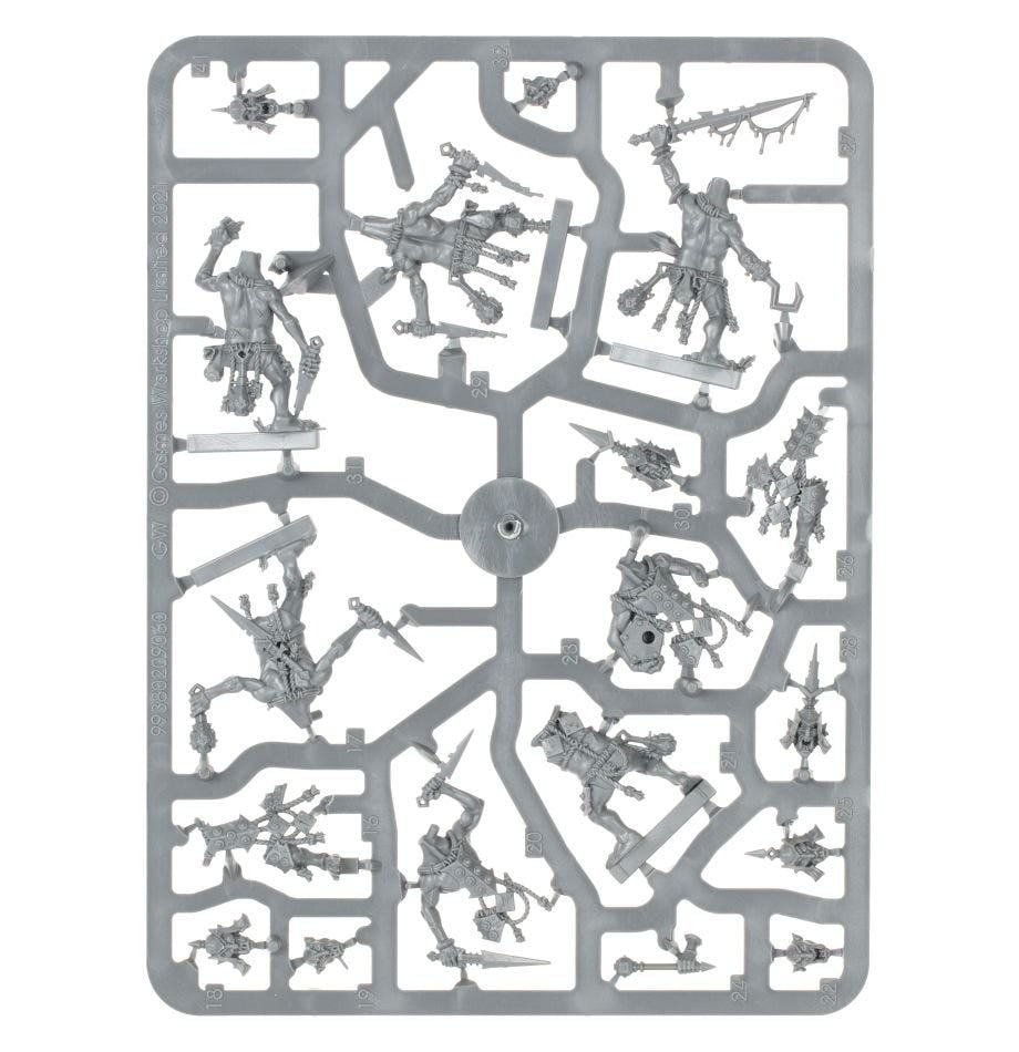 Orruk Warclans Hobgrot Slittas unpainted plastic sprue, frame 1 of 3