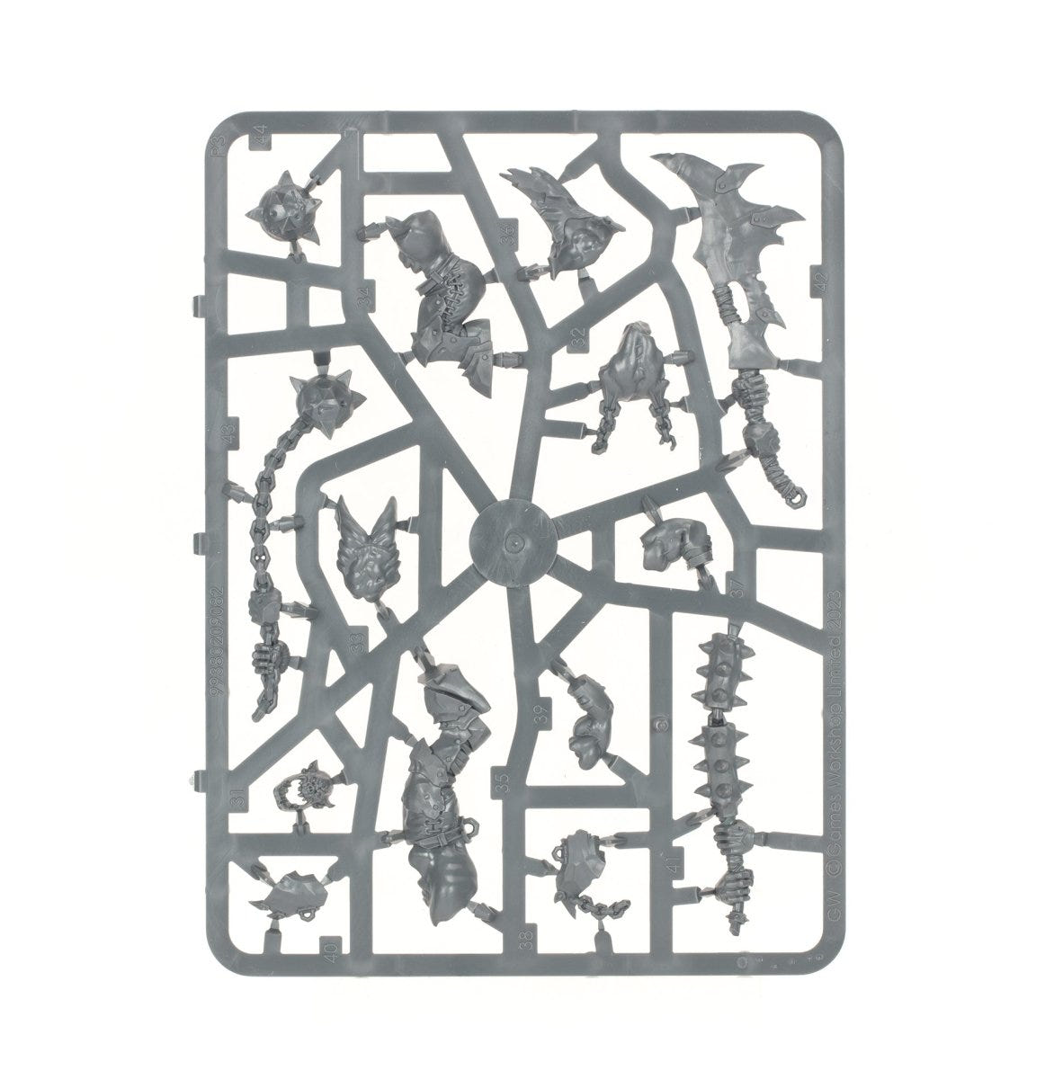 Orruk Warclans Weirdbrute Wrekkaz unpainted plastic sprue, frame 1 of 3