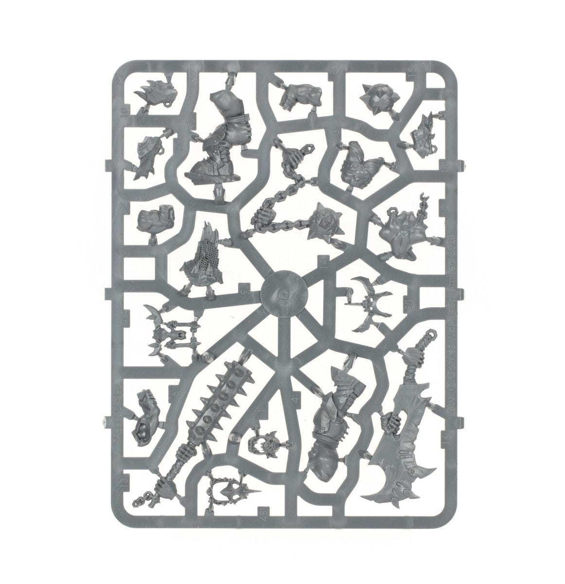 Orruk Warclans Weirdbrute Wrekkaz unpainted plastic sprue, frame 2 of 3