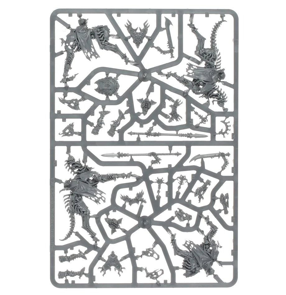 Ossiarch Bonereapers Kavalos Deathriders unpainted plastic sprue, frame 2 of 3