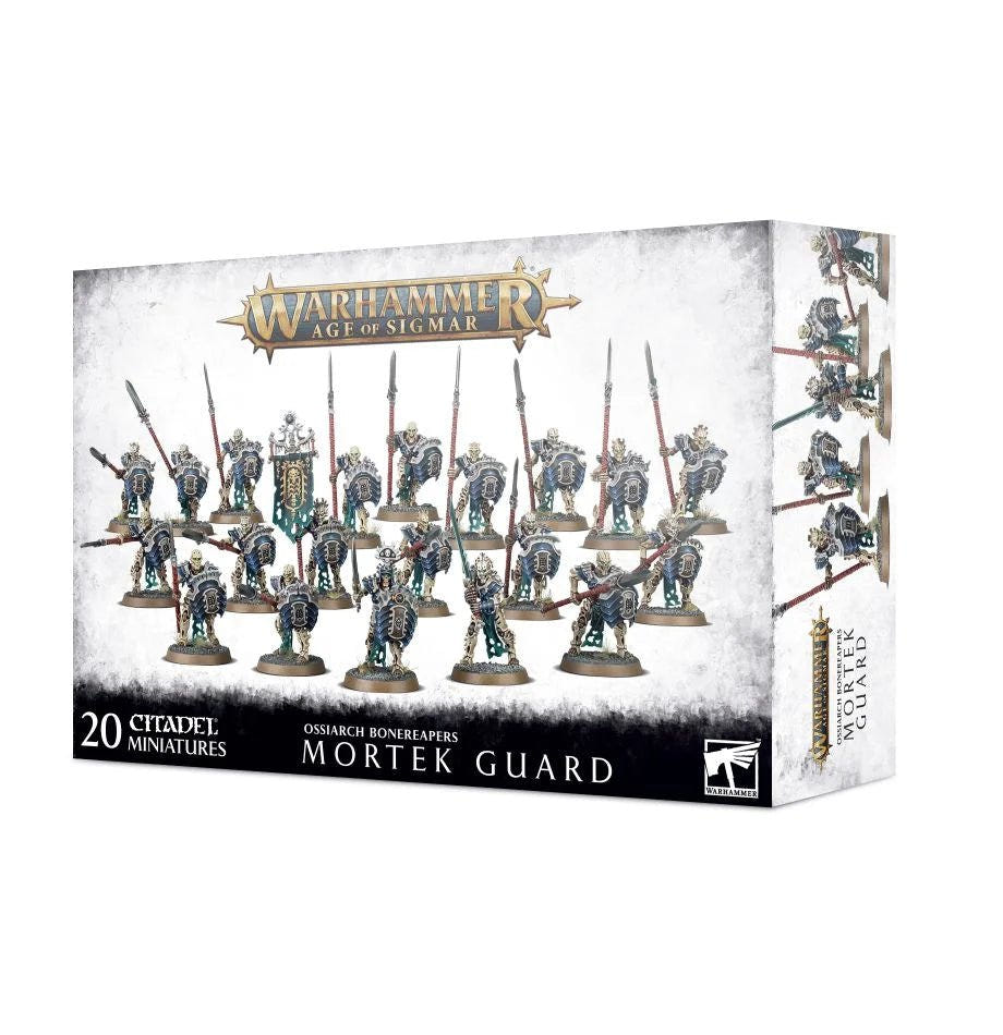 Games Workshop Age of Sigmar Ossiarch Bonereapers Mortek Guard box front, earlier white packaging