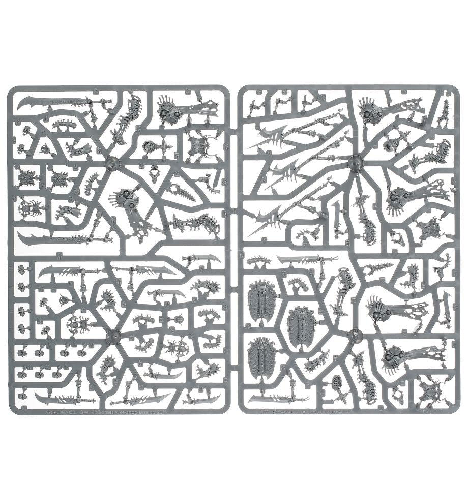Necropolis Stalkers unpainted plastic sprue, frame 1 of 1 (both sides shown)