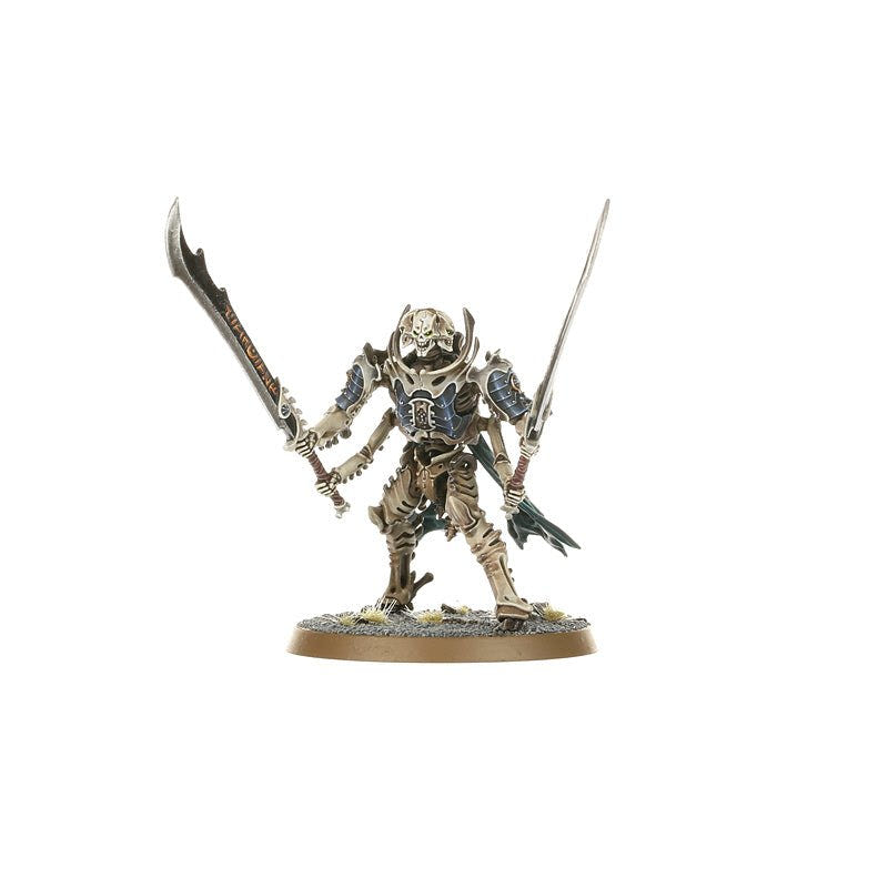 Painted Ossiarch Bonereapers Necropolis Stalker with long blades raised, front view