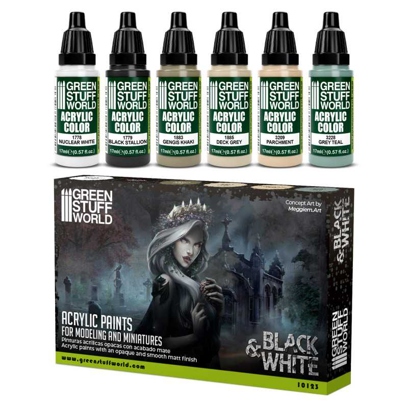 Green Stuff World Paint Set - Black and White - Loaded Dice Barry Vale of Glamorgan CF64 3HD