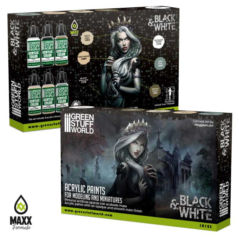 Green Stuff World Paint Set - Black and White - Loaded Dice Barry Vale of Glamorgan CF64 3HD