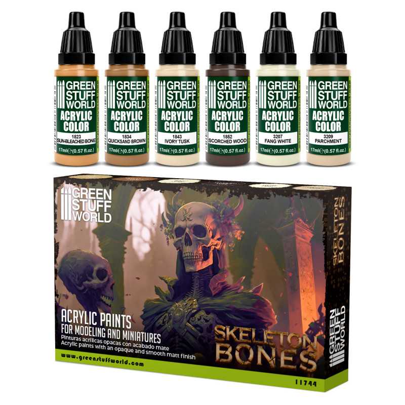 Green Stuff World Paint Set - Skeleton Bones - Loaded Dice