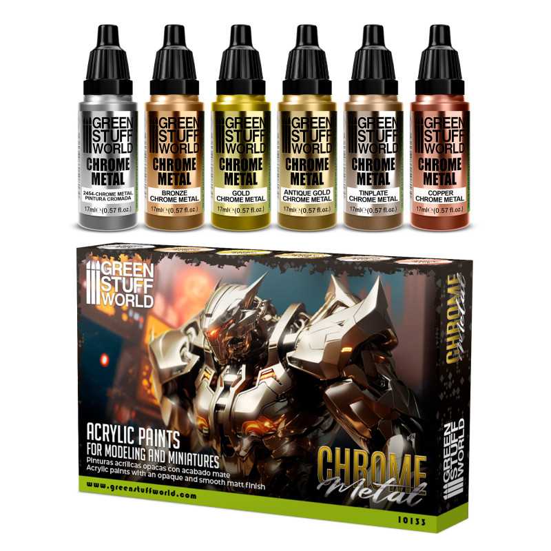 Green Stuff World Paint Set - Chrome Metal - Loaded Dice