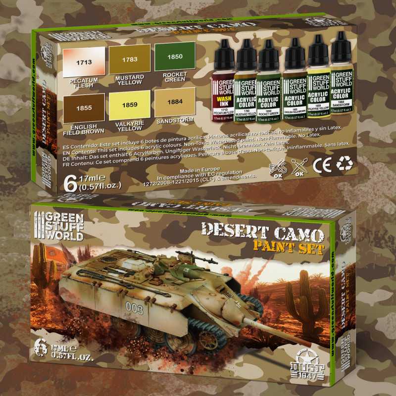 Green Stuff World Paint Set - Desert Camo - Loaded Dice