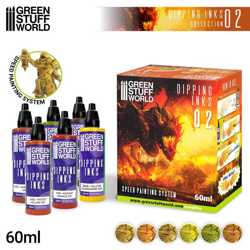 Green Stuff World Paint Set - Dipping collection 02 (Orange/Yellow) - Loaded Dice