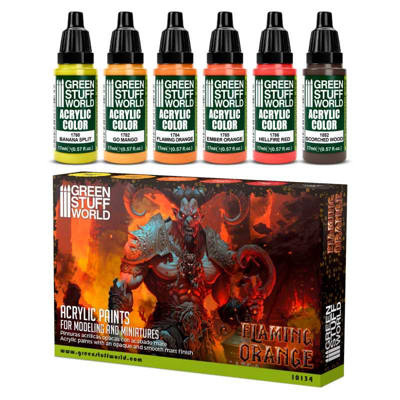 Green Stuff World Paint Set - Flaming Orange - Loaded Dice