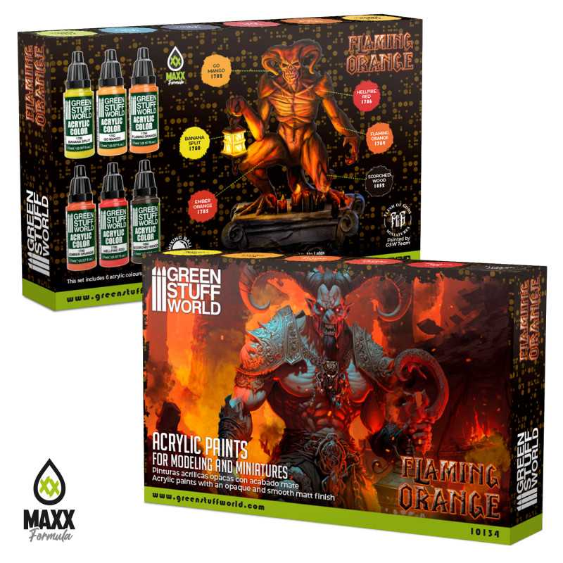 Green Stuff World Paint Set - Flaming Orange - Loaded Dice