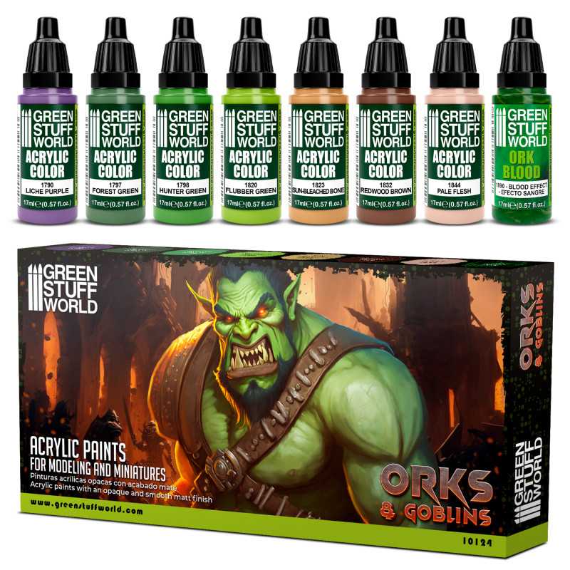 Green Stuff World Paint Set - Orcs and Goblins - Loaded Dice Barry Vale of Glamorgan CF64 3HD