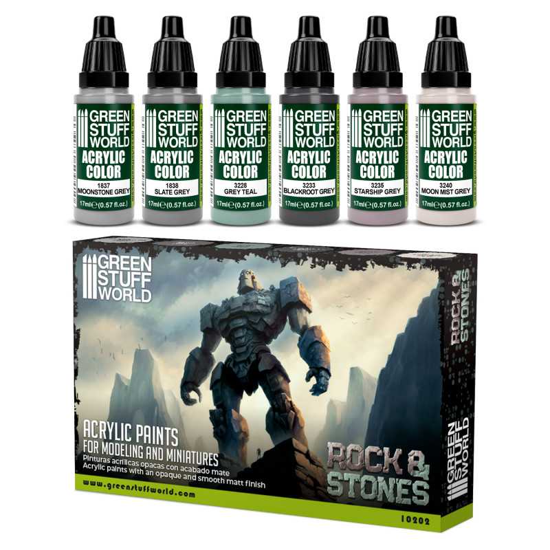 Green Stuff World Paint Set - Rock & Stone - Loaded Dice