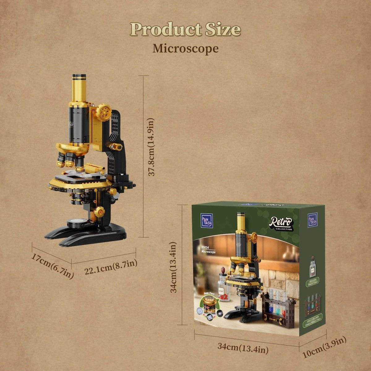 Pantasy Retro Microscope with Accessories Set - 1107 pcs - PA85034