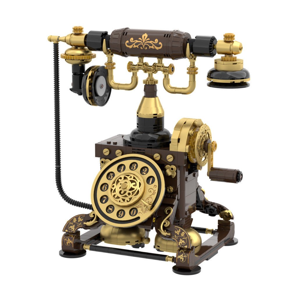 Pantasy Retro Rotary Telephone built model, front view with rotary dial and receiver