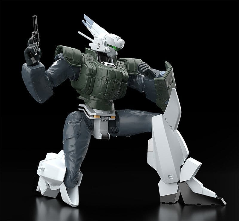 Moderoid Ingram Reactive Armor kneeling with revolver cannon raised, Patlabor 2