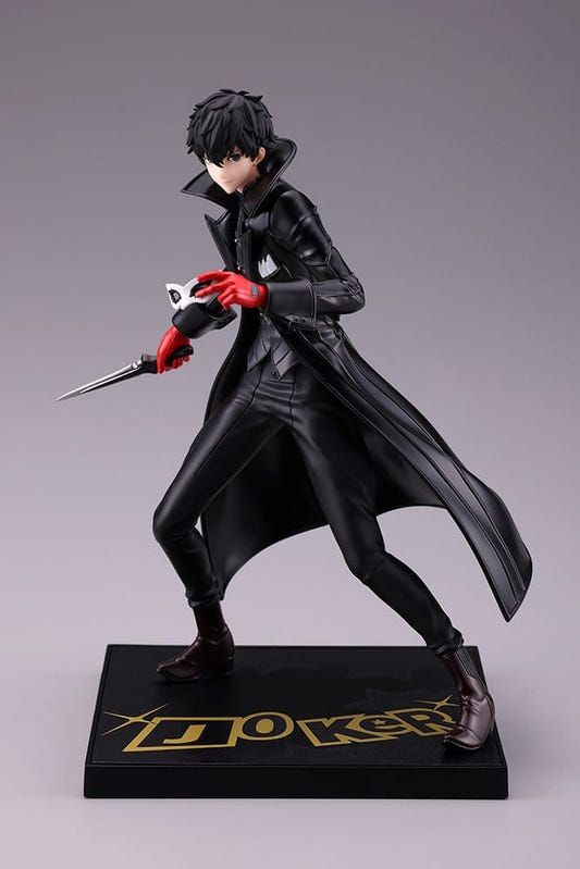 Kotobukiya Oshi Works Joker figure from Persona 5 Royal with knife and mask on gold-logo black base