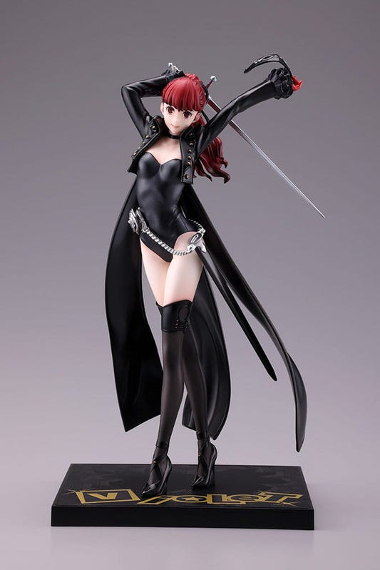 Kotobukiya Oshi Works Violet figure from Persona 5 Royal posing with rapier on gold-logo base