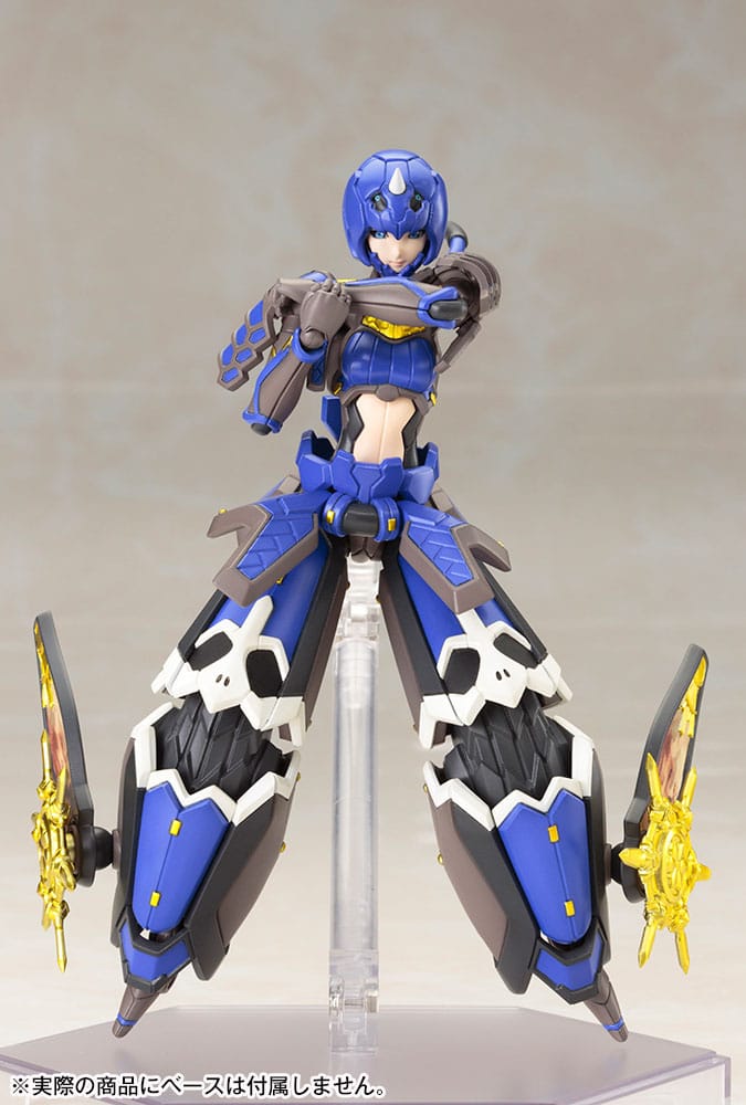Indigo Guardian Shiki kit standing with arms crossed and gold shields on legs