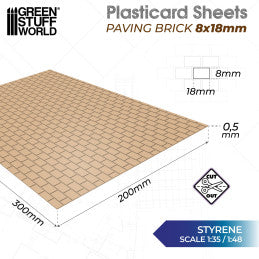 Green Stuff World - Plasticard - Paving Brick 8x18mm - Loaded Dice