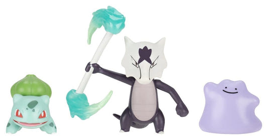 Pokemon Battle Figure Set 3-pack with Bulbasaur, Ditto and Alolan Marowak holding its flaming bone