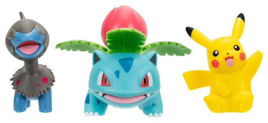 Pokemon Battle Figure Set 3-pack with Pikachu, Deino and Ivysaur figures on a white background